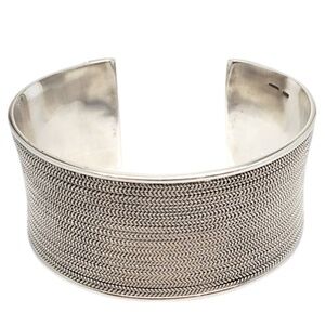Sterling Silver Foxtail & Celtic Braid Wide Cuff Bracelet #20569